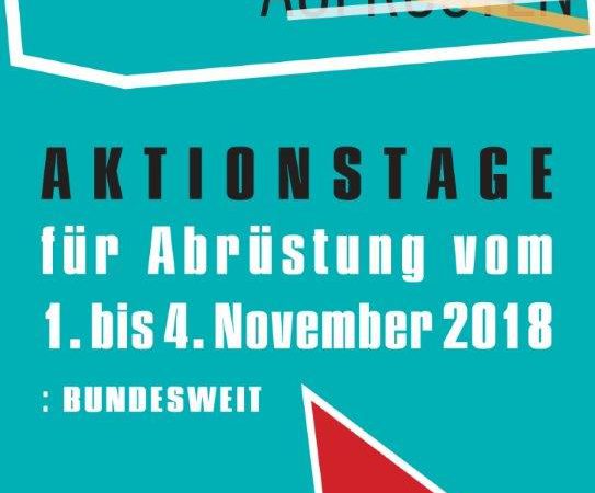 Bundesweite Aktionstage für Abrüstung – Infostand am 3.11. in Regensburg
